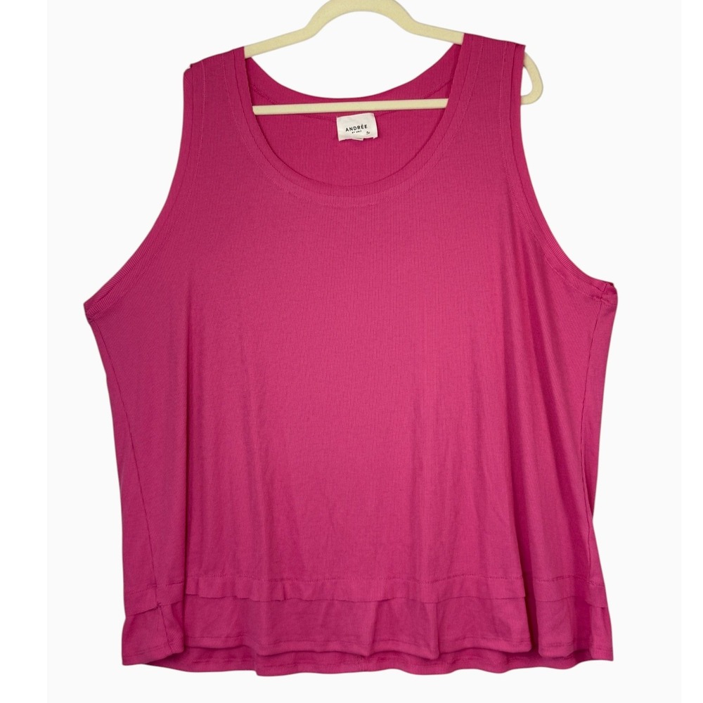 Andrée by Unit 3X Raspberry Pink Ribbed Tank Top – Flowy Layered Hem NWOT